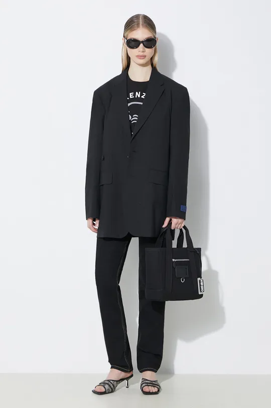 Шерстяной пиджак Kenzo Solid Kimono Blazer чёрный