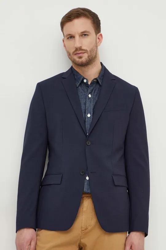 σκούρο μπλε Μάλλινο σακάκι Calvin Klein Ανδρικά