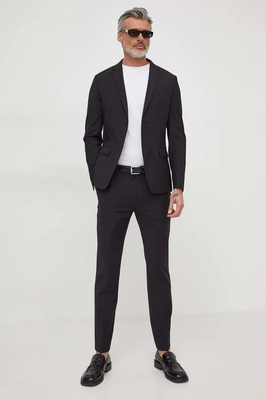 Μάλλινο σακάκι Calvin Klein μαύρο