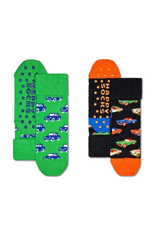 πράσινο Παιδικές κάλτσες Happy Socks Kids Cars Anti-Slip Socks 2-pack Για αγόρια