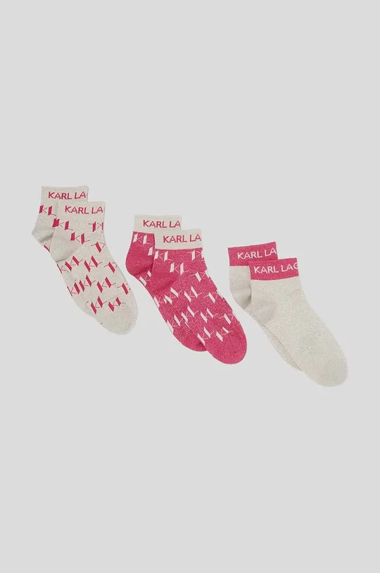 Ponožky Karl Lagerfeld 3-pak ružová