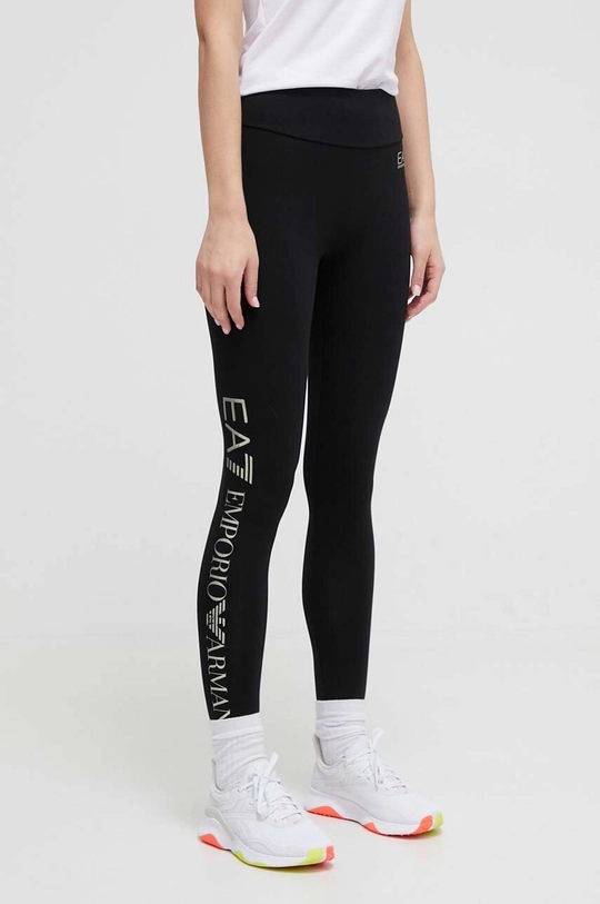 czarny EA7 Emporio Armani legginsy Damski