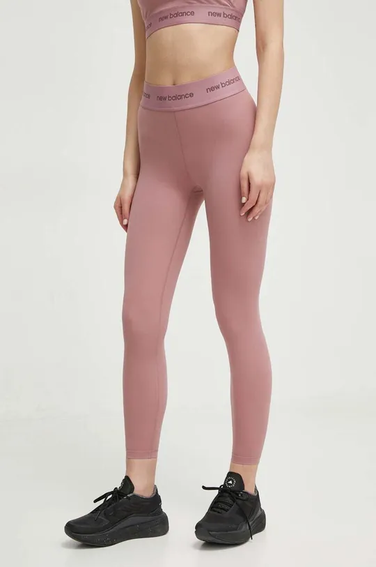 New Balance legginsy treningowe Sleek WP41177RSE z elastanem różowy WP41177RSE