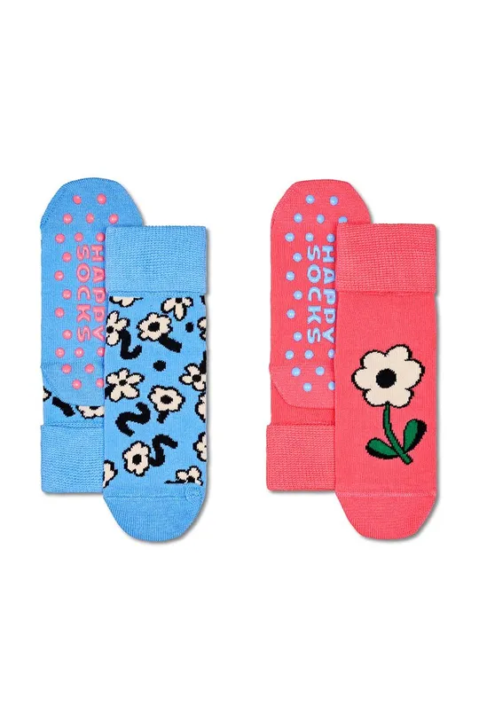 różowy Happy Socks skarpetki dziecięce Kids Flower Anti-Slip Socks 2-pack Dziewczęcy