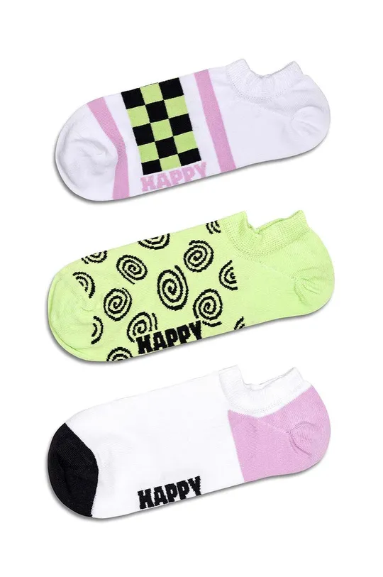 multicolore Happy Socks calzini Checked Stripe No Show Socks pacco da 3 Unisex
