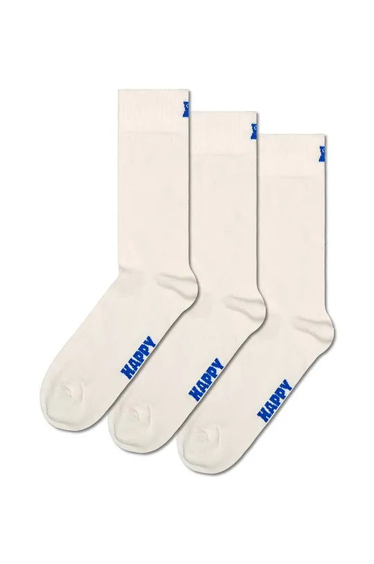biela Ponožky Happy Socks Solid 3-pak Unisex