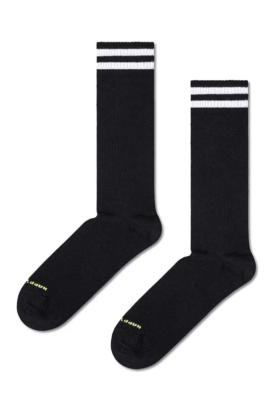 črna Nogavice Happy Socks Solid Sneaker Thin Crew Sock Unisex