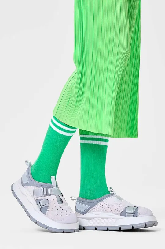 Κάλτσες Happy Socks Solid Sneaker Thin Crew πράσινο