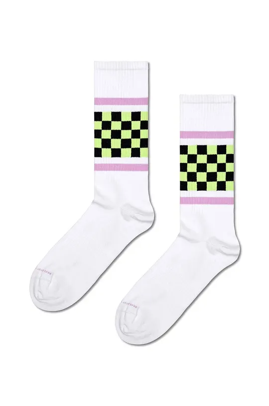 biela Ponožky Happy Socks Checked Stripe Sneaker Sock Unisex