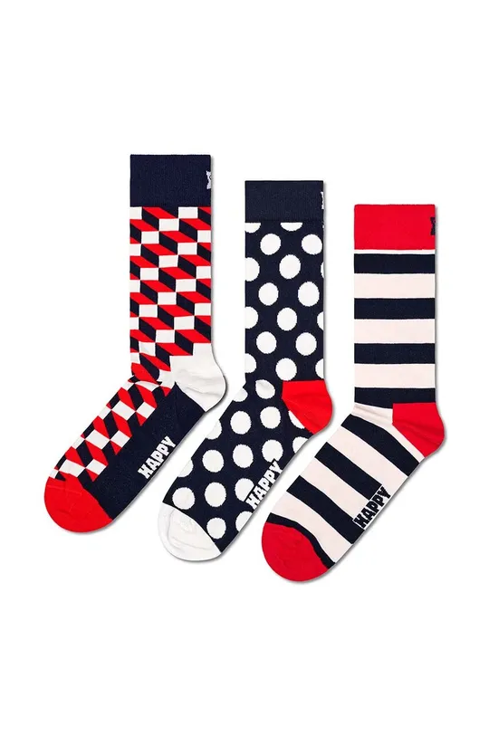multicolore Happy Socks calzini Classic Filled Optic Socks pacco da 3 Unisex