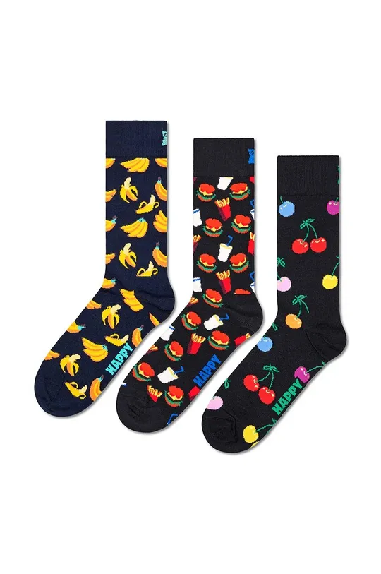 fekete Happy Socks zokni Classic Banana 3 pár Uniszex