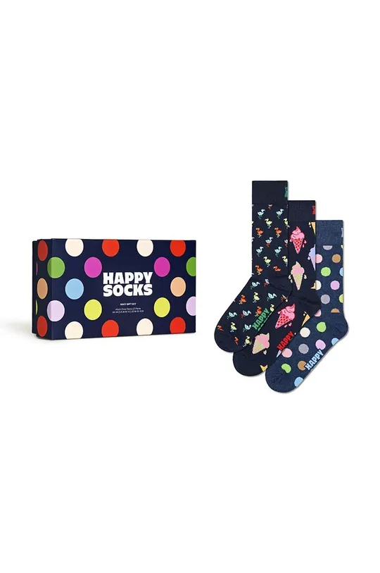 σκούρο μπλε Κάλτσες Happy Socks Gift Box Navy 3-pack Unisex