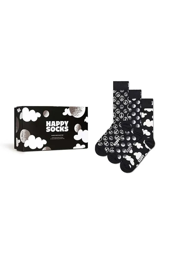 fekete Happy Socks zokni Gift Box Black White 3 pár Uniszex