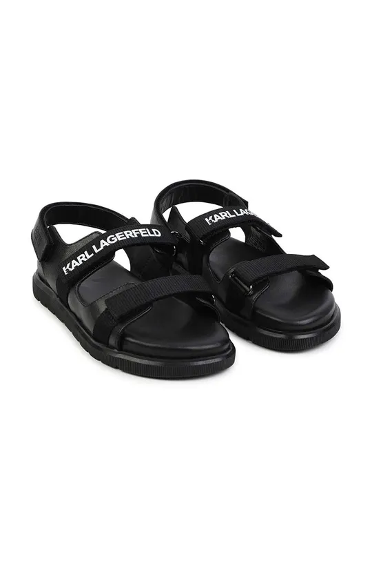 čierna Detské kožené sandále Karl Lagerfeld Chlapčenský