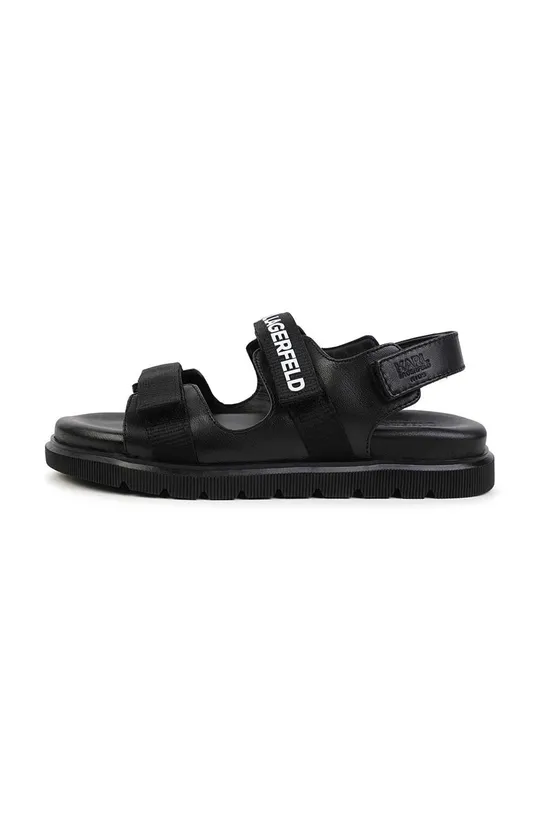 čierna Detské kožené sandále Karl Lagerfeld