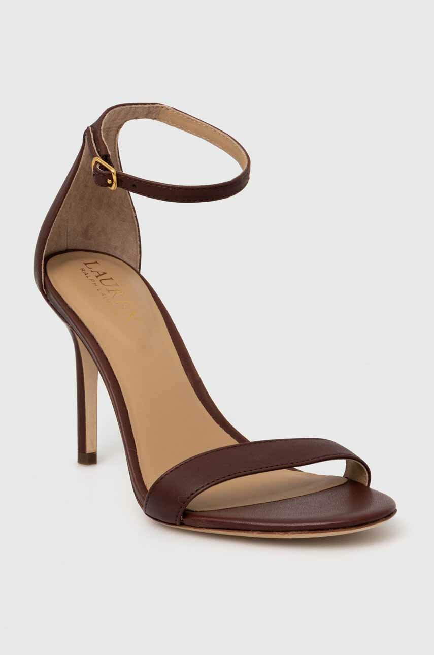 Δερμάτινα σανδάλια Lauren Ralph Lauren Allie χρώμα καφέ, 802938333001