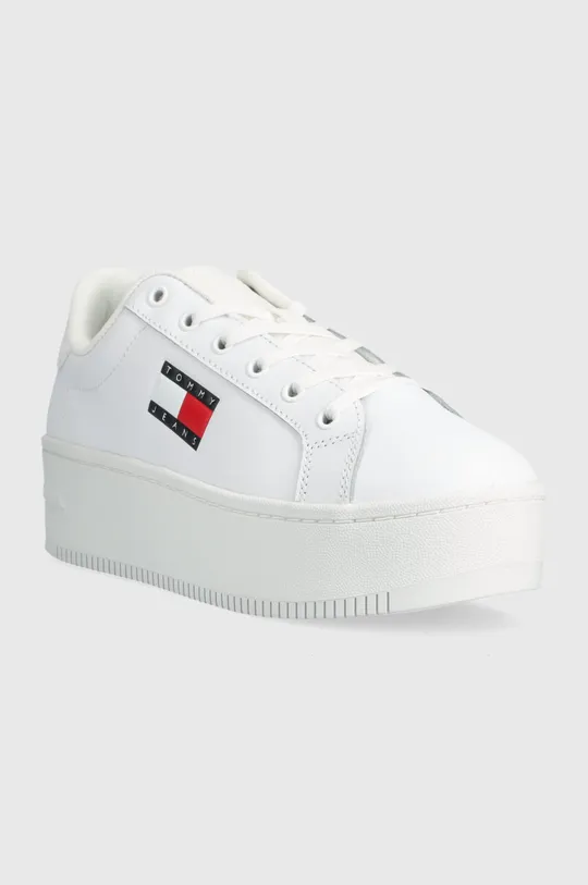 Kožené tenisky Tommy Jeans TJW FLATFORM ESS biela