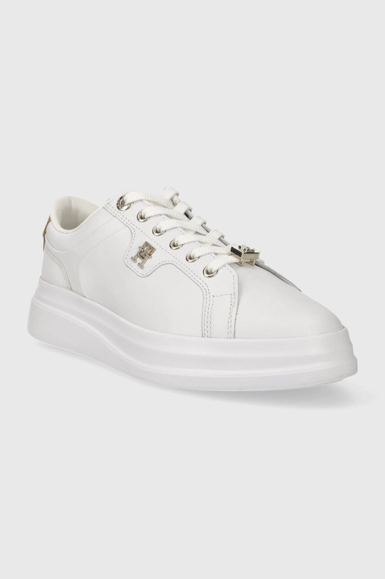 Tommy Hilfiger sneakersy skórzane POINTY COURT SNEAKER HARDWARE biały