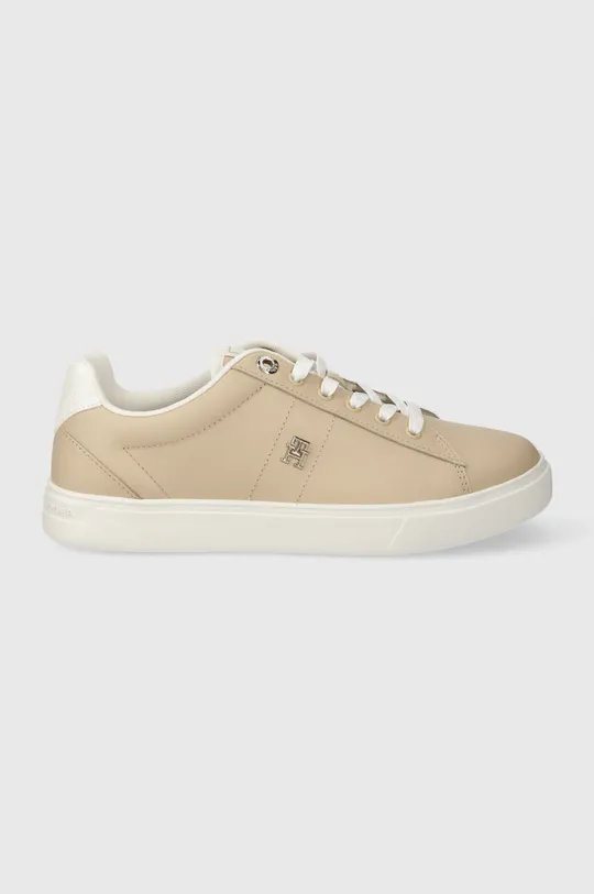 beżowy Tommy Hilfiger sneakersy skórzane ESSENTIAL ELEVATED COURT SNEAKER Damski