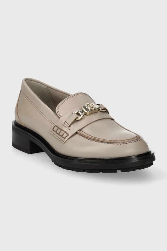 Δερμάτινα μοκασίνια Tommy Hilfiger TH HARDWARE LOAFER μπεζ