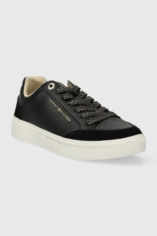 Δερμάτινα αθλητικά παπούτσια Tommy Hilfiger SEASONAL COURT SNEAKER μαύρο