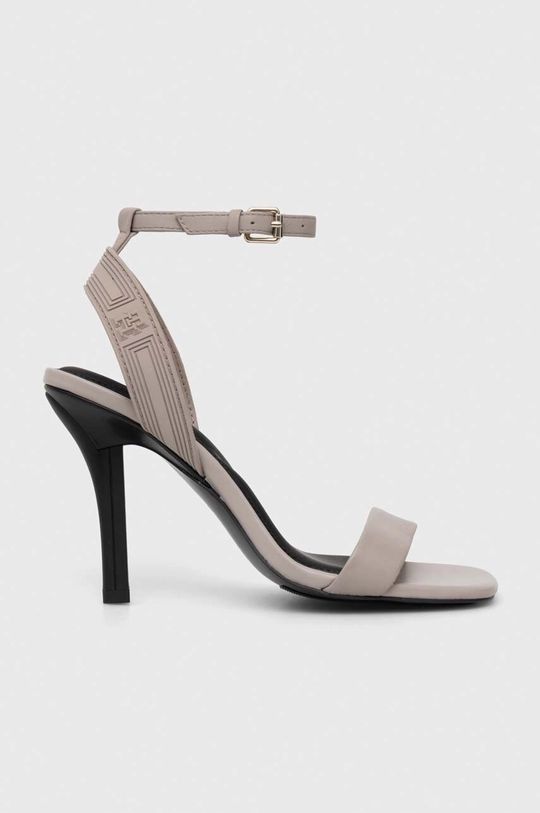 szürke Tommy Hilfiger szandál SPORTY LEATHER HIGH HEEL SANDAL Női