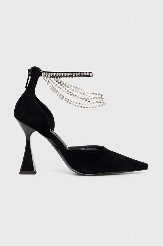 fekete Karl Lagerfeld velúr magassarkú cipő DEBUT II Női