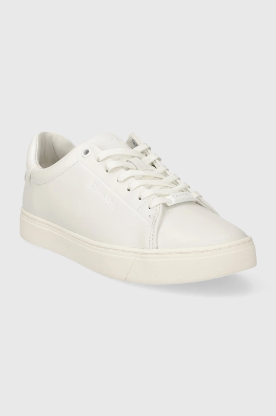 Kožené tenisky Calvin Klein CLEAN CUPSOLE LACE UP biela