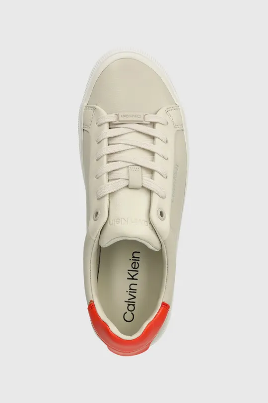 beżowy Calvin Klein sneakersy VULC LACE UP - DIAMOND FOXING