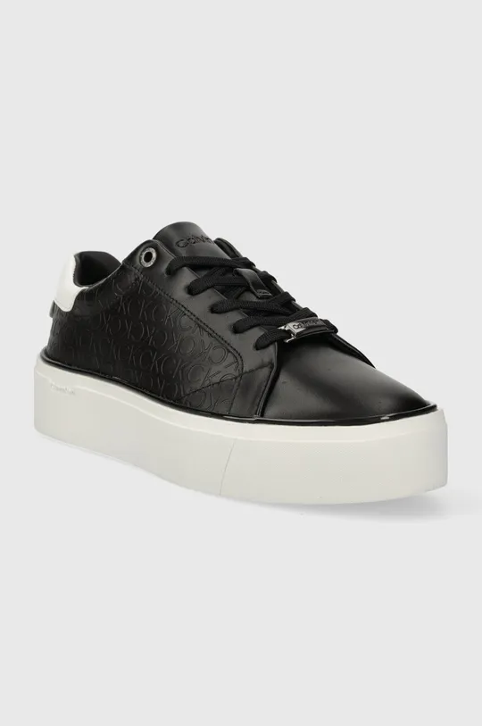Δερμάτινα αθλητικά παπούτσια Calvin Klein FLATFORM C LACE UP - MONO MIX μαύρο