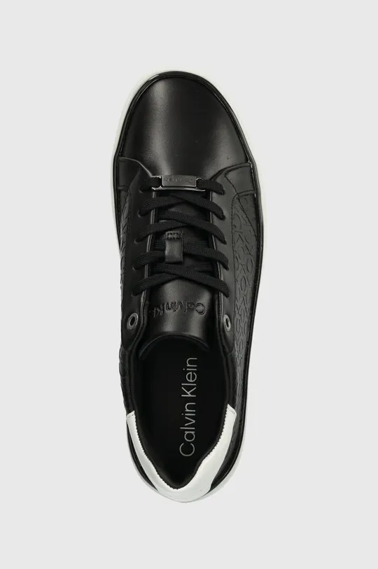 fekete Calvin Klein bőr sportcipő FLATFORM C LACE UP - MONO MIX