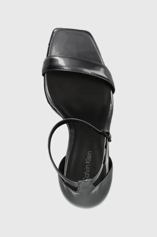 szary Calvin Klein sandały skórzane GEO STIL SQUARE SANDAL 90-PEARL