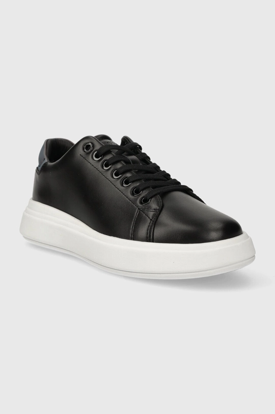 Kožené tenisky Calvin Klein RAISED CUPSOLE LACE UP LUMINOUS čierna