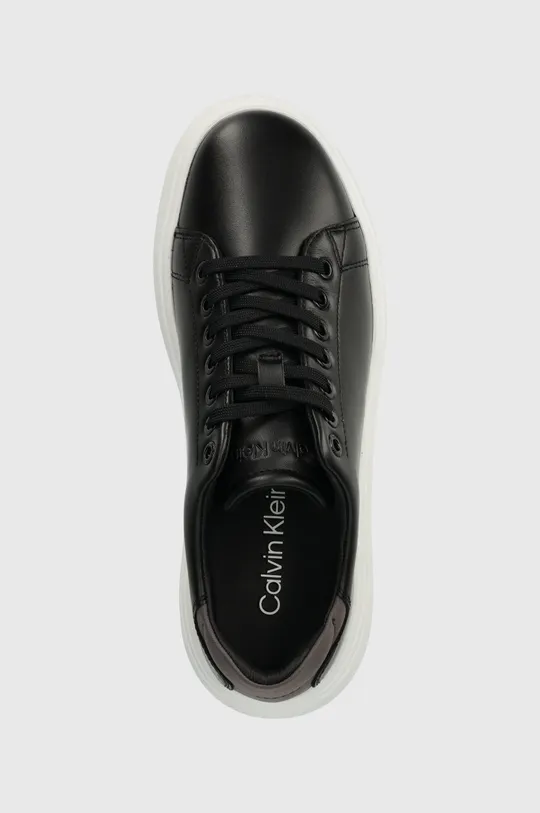 čierna Kožené tenisky Calvin Klein RAISED CUPSOLE LACE UP LUMINOUS