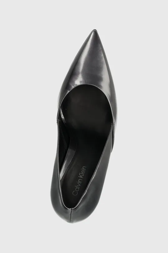 szary Calvin Klein szpilki skórzane GEO STILETTO PUMP 90 - PEARL