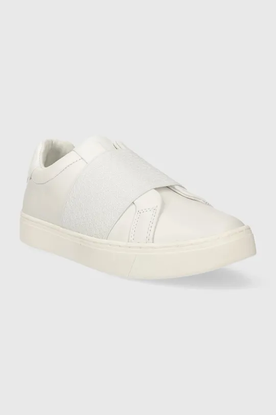 Δερμάτινα αθλητικά παπούτσια Calvin Klein CLEAN CUPSOLE SLIP ON λευκό
