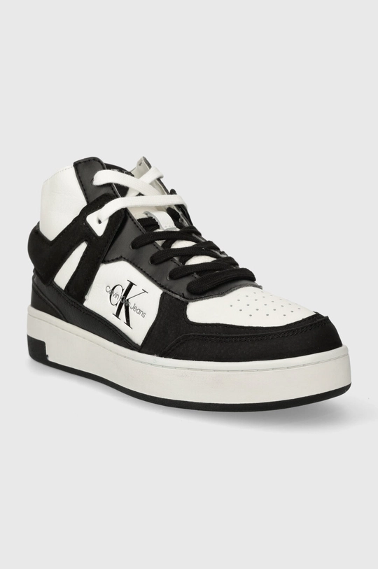 Δερμάτινα αθλητικά παπούτσια Calvin Klein Jeans BASKET CUPSOLE HIGH MIX ML FAD μαύρο