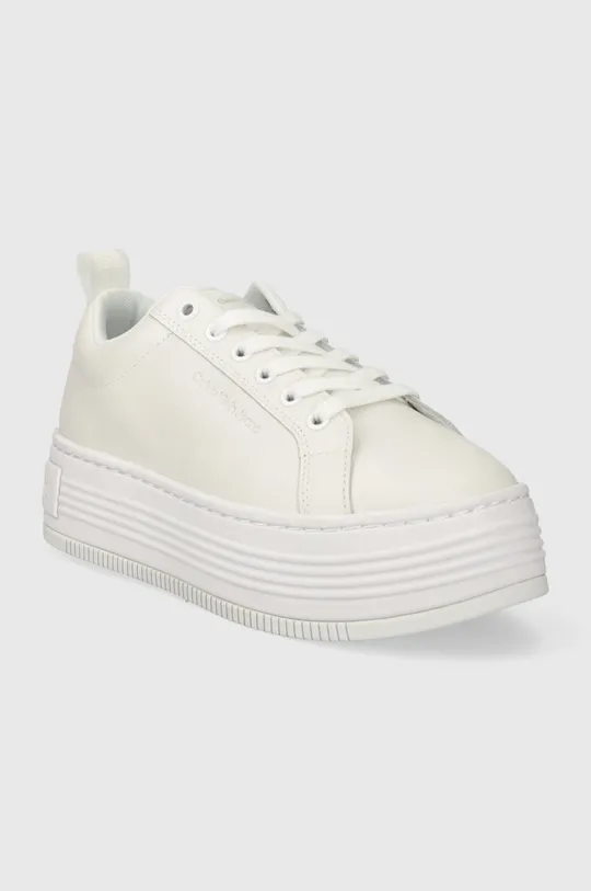 Δερμάτινα αθλητικά παπούτσια Calvin Klein Jeans BOLD FLATF LOW LACEUP LTH IN LUM λευκό