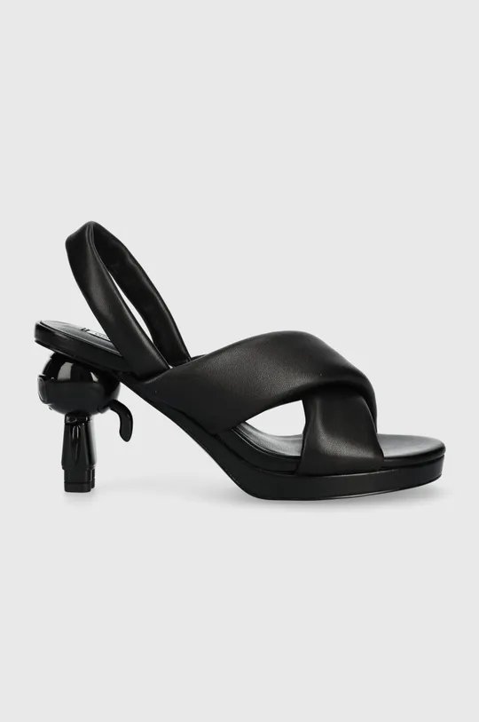 čierna Kožené sandále Karl Lagerfeld IKON HEEL Dámsky