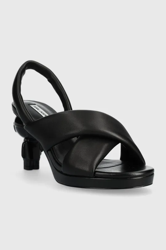 Usnjeni sandali Karl Lagerfeld IKON HEEL črna