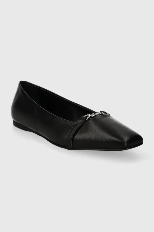 Karl Lagerfeld bőr balerina cipő KONNIE fekete