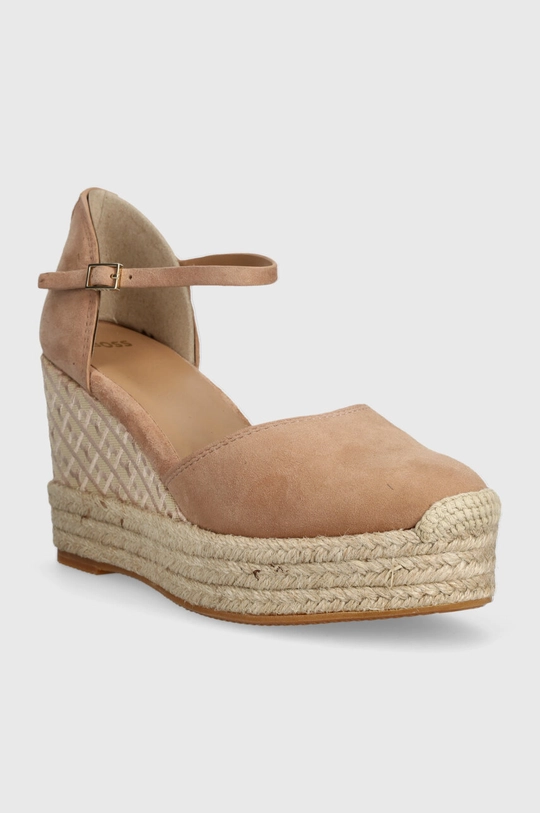 BOSS espadrillas in pelle scamosciata Madeira beige