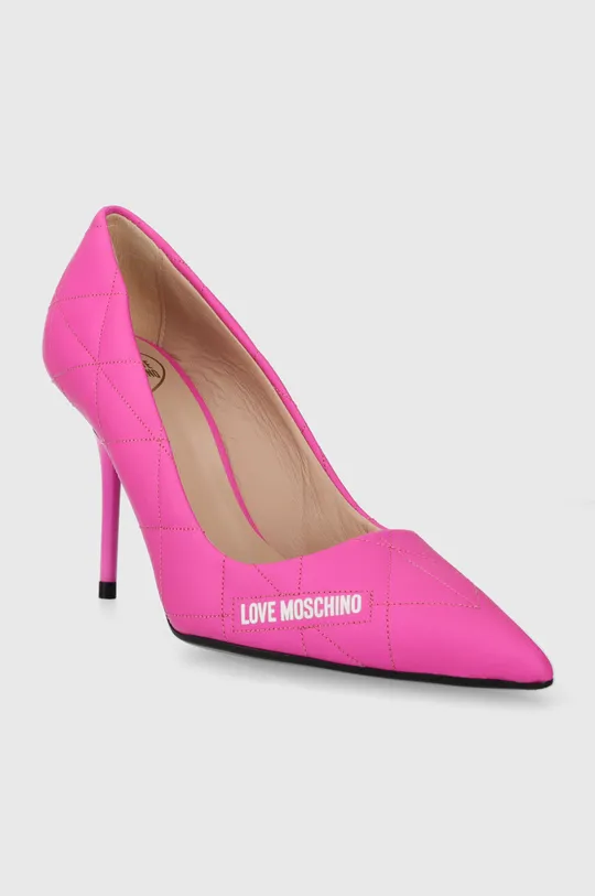 Love Moschino bőr tűsarkú rózsaszín