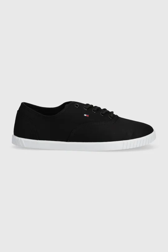 Πάνινα παπούτσια Tommy Hilfiger CANVAS LACE UP SNEAKER μαύρο