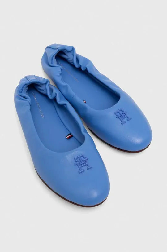 kék Tommy Hilfiger bőr balerina cipő TH ELEVATED ELASTIC BALLERINA Női