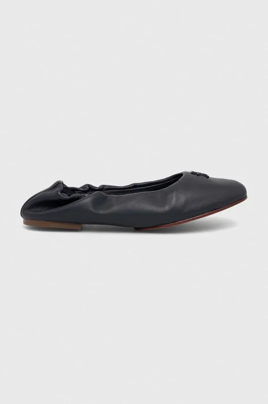 Tommy Hilfiger bőr balerina cipő TH ELEVATED ELASTIC BALLERINA sötétkék