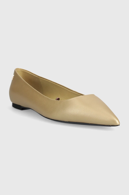 Δερμάτινες μπαλαρίνες Tommy Hilfiger GOLD POINTED BALLERINA χρυσαφί