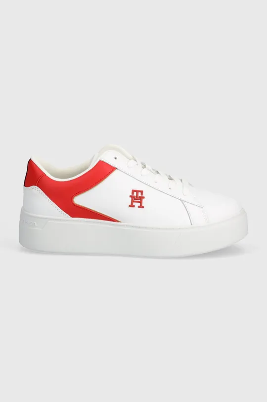 Δερμάτινα αθλητικά παπούτσια Tommy Hilfiger TH PLATFORM COURT SNEAKER λευκό