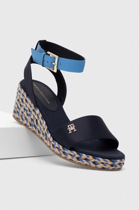 Sandále Tommy Hilfiger COLORFUL WEDGE SATIN SANDAL tmavomodrá