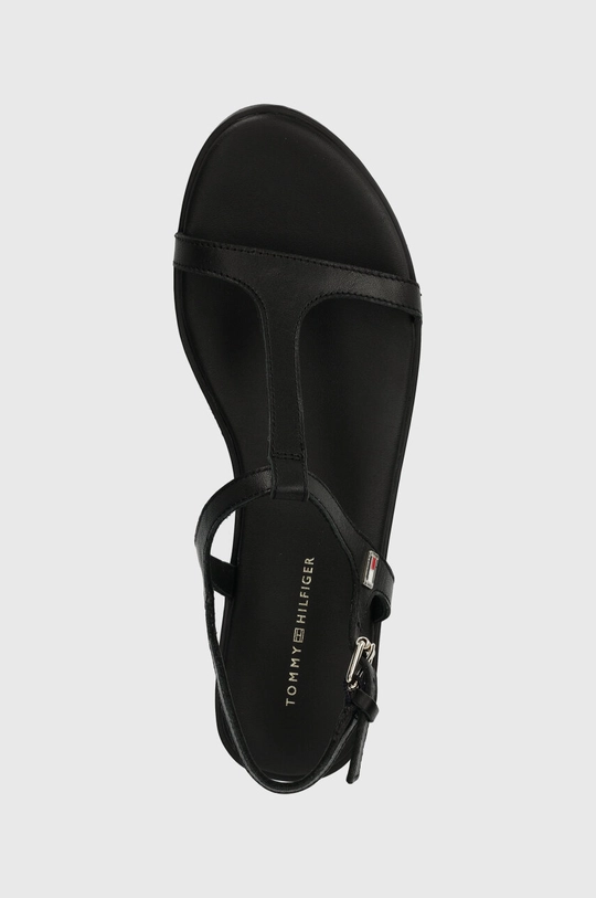 čierna Kožené sandále Tommy Hilfiger TH FLAT SANDAL